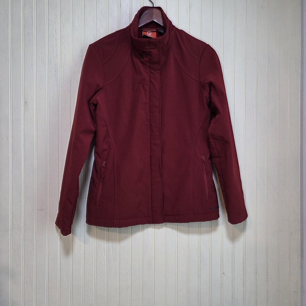 Merrell Jacket Womens Small Red Softshell Full Zip Fleece Lined Outdoor Travel